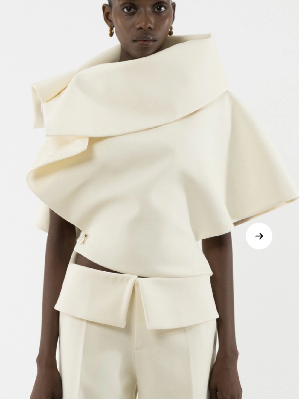 Iso Elegant Cream Asymmetrical Draped Top